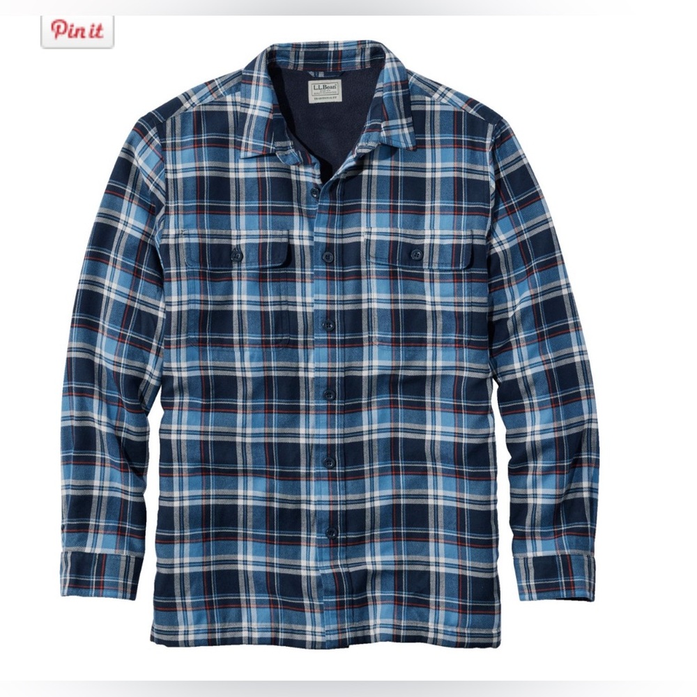 L.L. Bean Men's Fleece-Lined Flannel Shirt, Traditional Fit LG